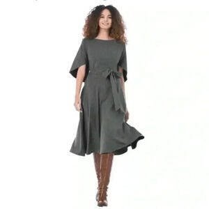 eShakti zapelle bat wing jersey cape midi pocket dress L